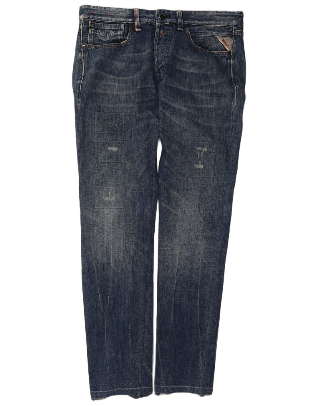 Replay Ανδρικά Distressed Slim Jeans W34 L34 Blue Cotton