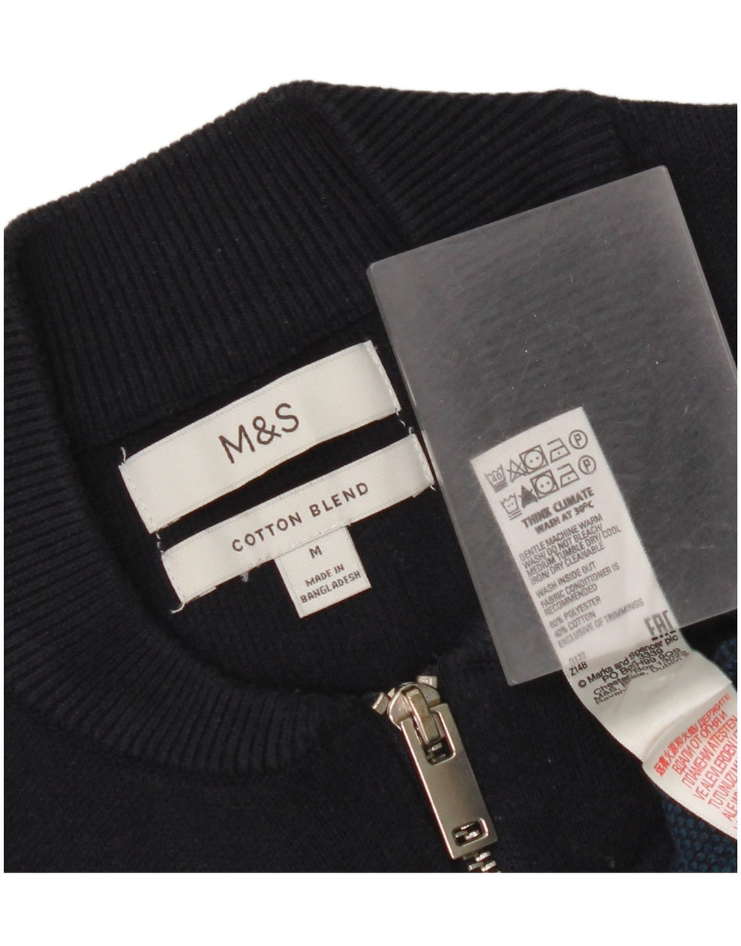 Ανδρικό πουλόβερ Marks & Spencer με φερμουάρ με φερμουάρ, μεσαίο μπλε ριγέ