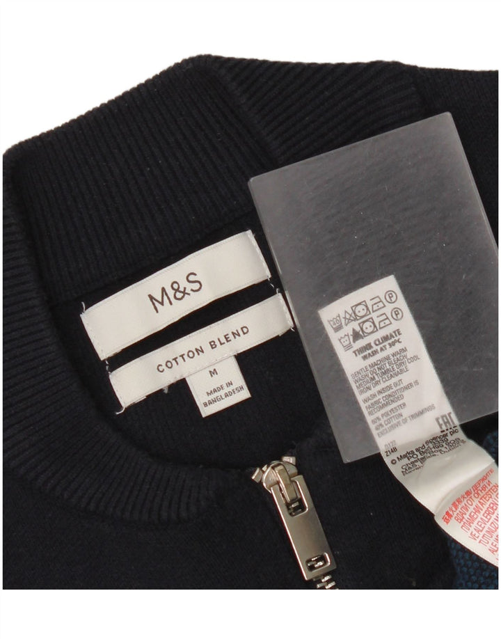 Ανδρικό πουλόβερ Marks & Spencer με φερμουάρ με φερμουάρ, μεσαίο μπλε ριγέ