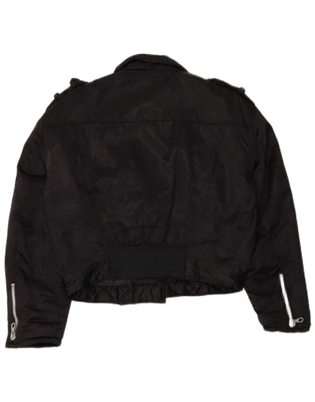 WAMPUM Γυναικείο Biker Jacket UK 10 Small Black Nylon