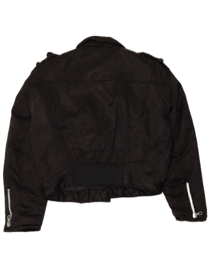 WAMPUM Γυναικείο Biker Jacket UK 10 Small Black Nylon