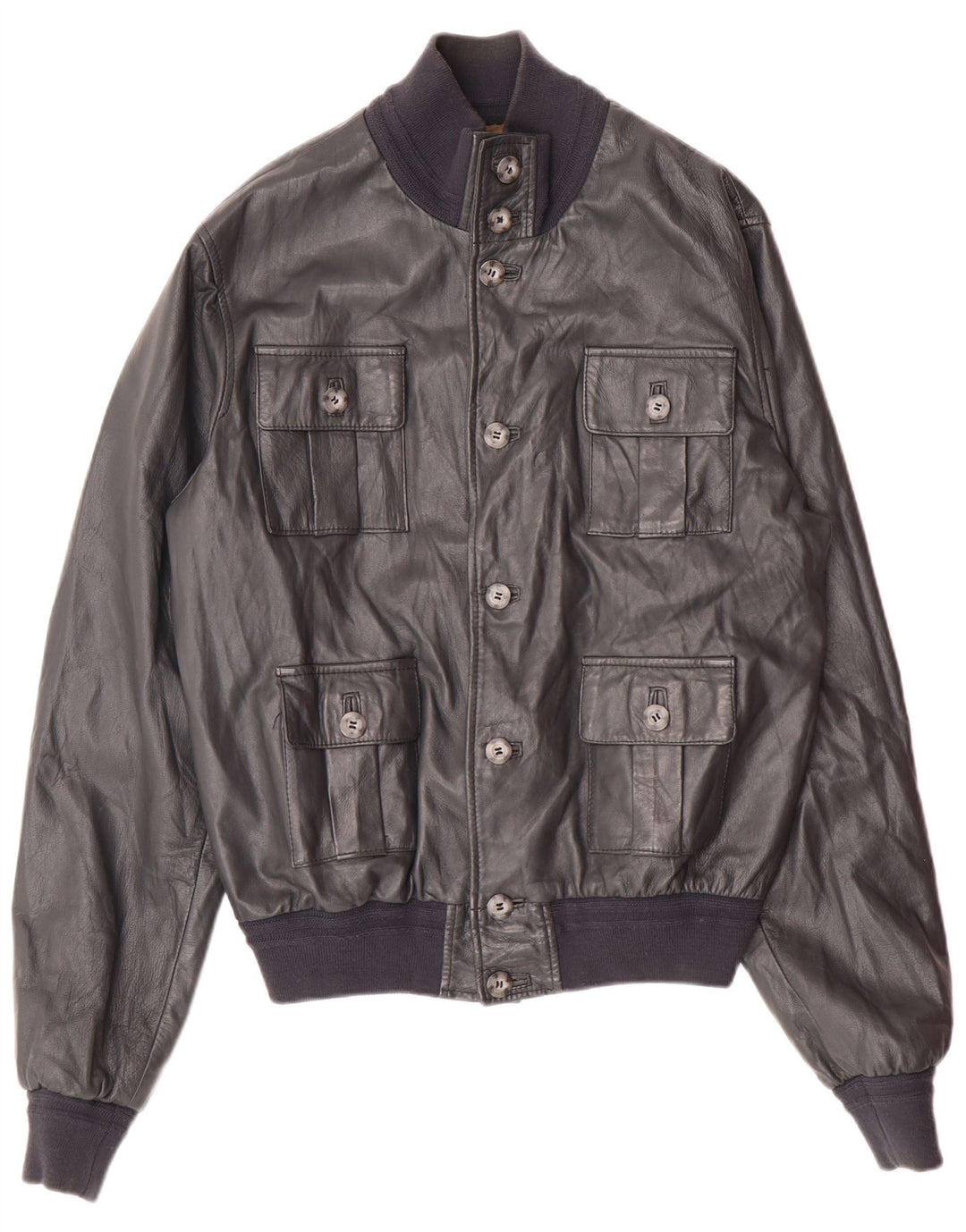 Vintage Ανδρικό Δερμάτινο Bomber Jacket UK 36 Small Grey Leather