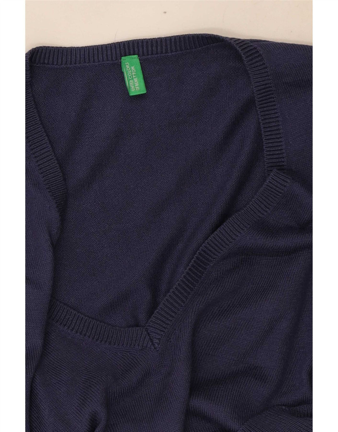 Γυναικείο πουλόβερ Benetton με V λαιμόκοψη UK 8 Small Navy Blue