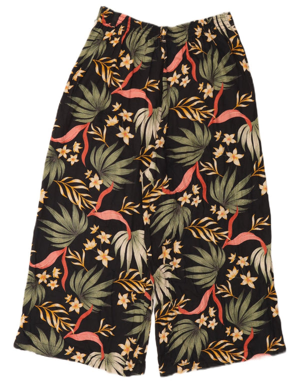 Element γυναικείο παντελόνι Capri UK 10 Small W28 L20 Black Floral Rayon