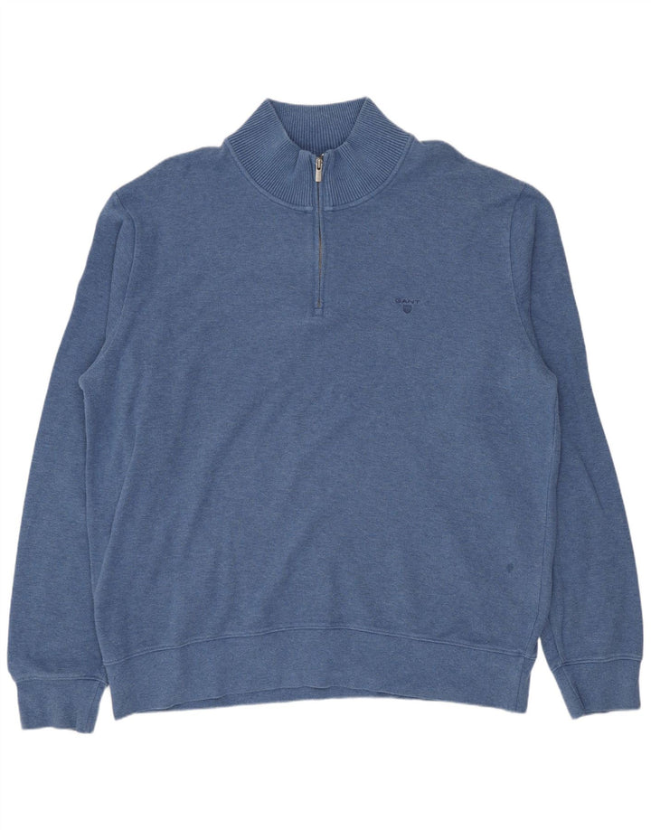 Ανδρικό φούτερ με φερμουάρ GANT Jumper 3XL Μπλε βαμβακερό
