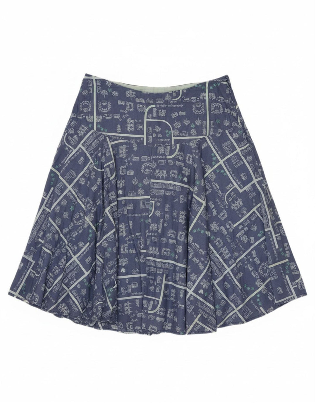 White Stuff Γυναικεία γραφική φούστα A-Line UK 12 Medium W30 Μπλε βαμβακερή