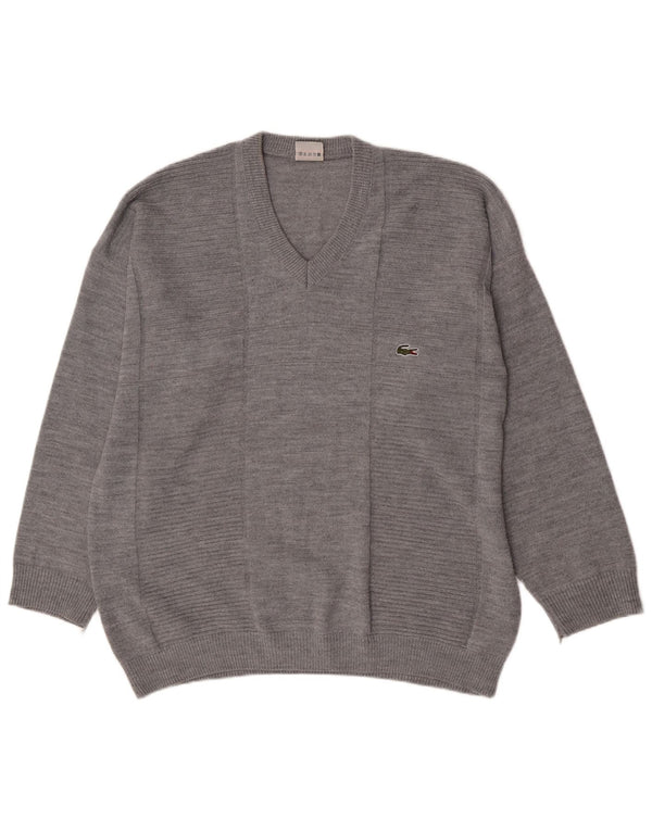 Ανδρικό πουλόβερ Lacoste με V λαιμόκοψη 2XL Γκρι βαμβακερό