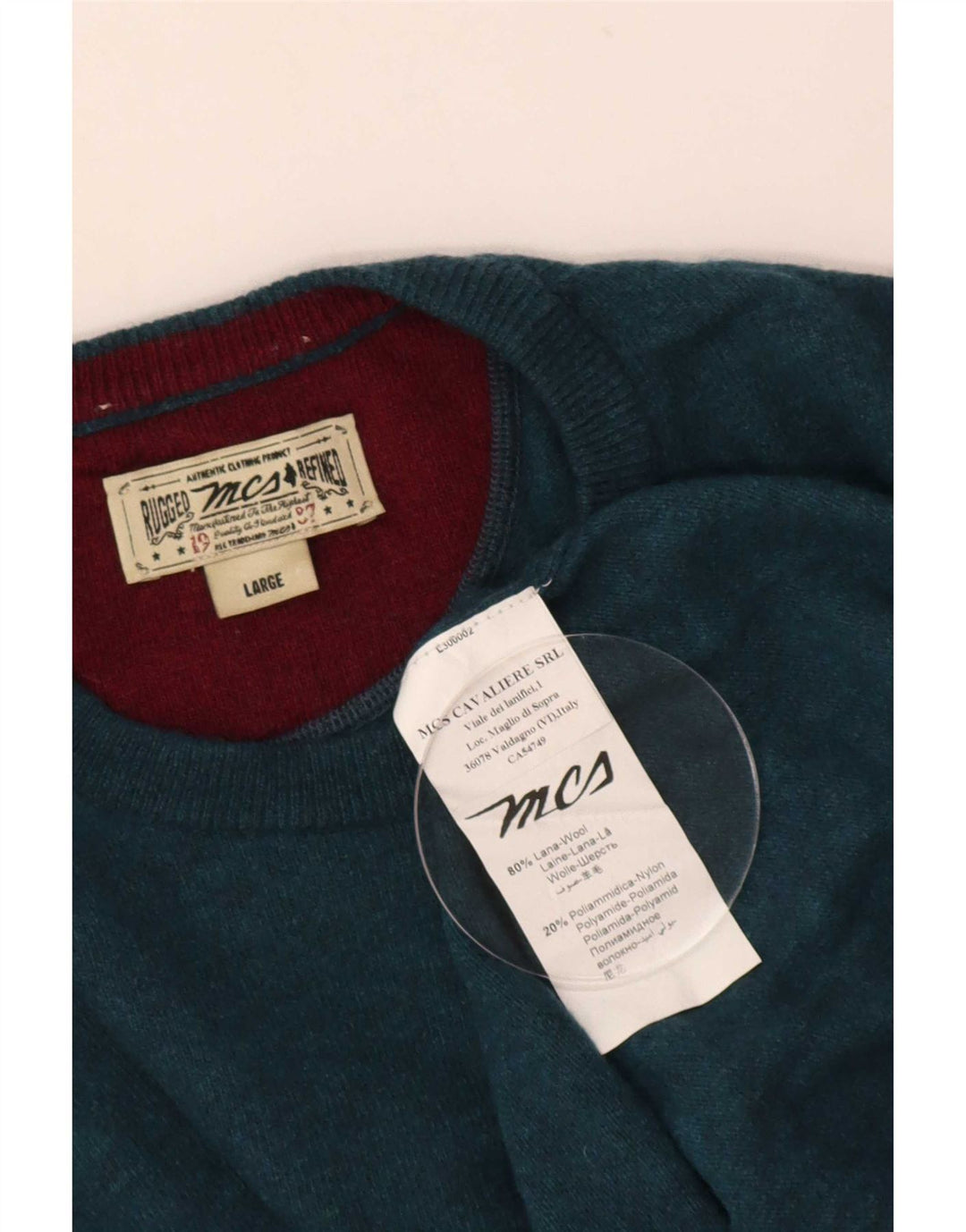 Ανδρικό πουλόβερ Marlboro Classics Crew Jumper με λαιμόκοψη μεγάλο μπλε μάλλινο