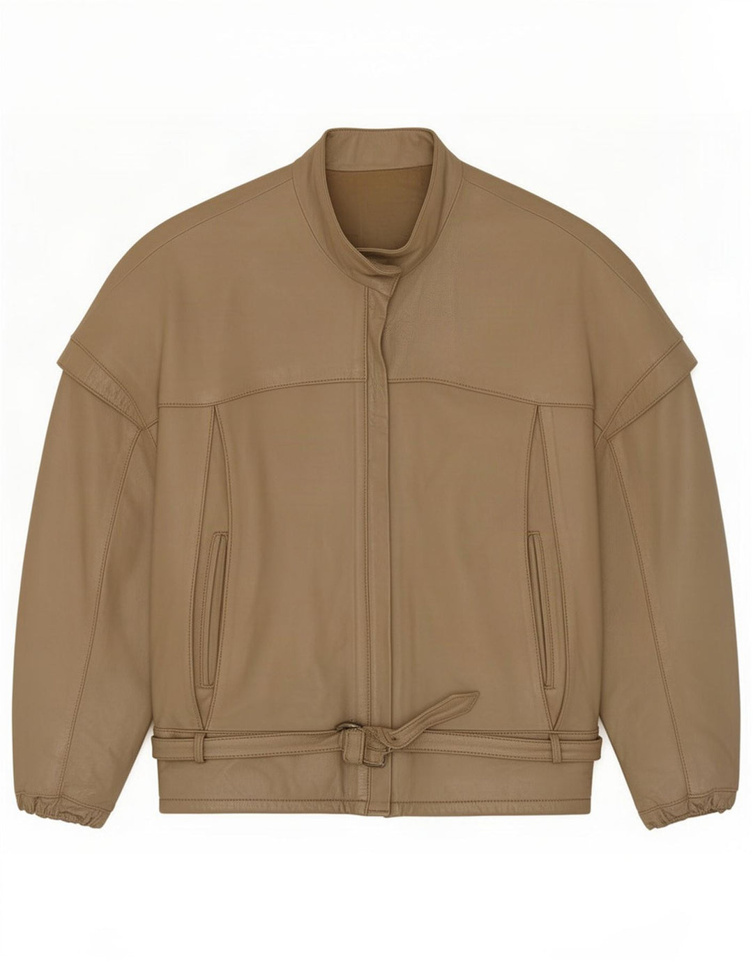 Vintage Γυναικείο Δερμάτινο Μπουφάν Racer UK 14 Medium Khaki
