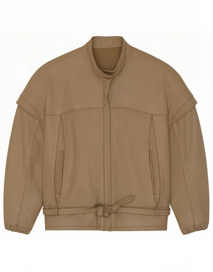 Vintage Γυναικείο Δερμάτινο Μπουφάν Racer UK 14 Medium Khaki