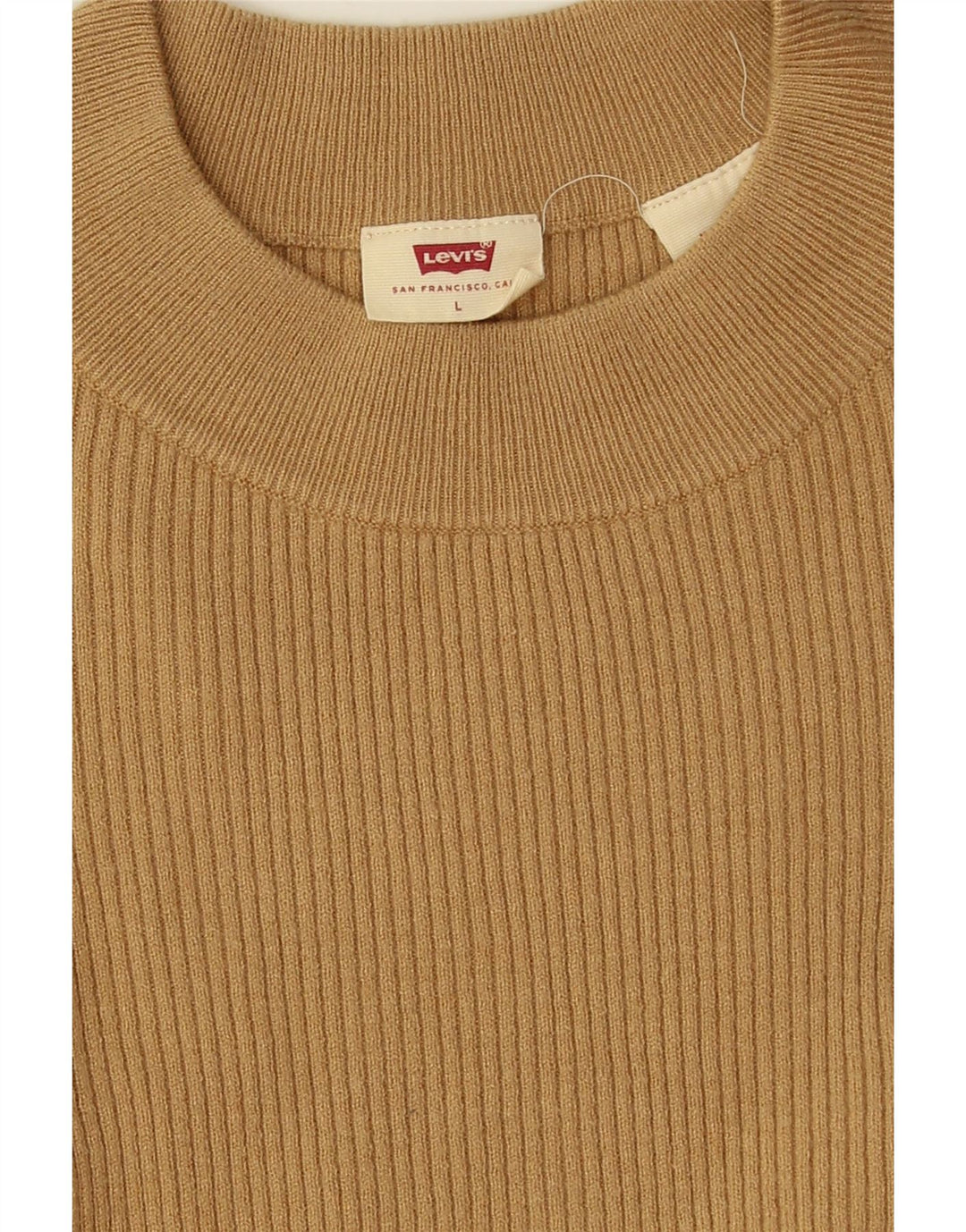 LEVI'S Womens Crew Neck Jumper Sweater UK 14 Large Beige Vintage Levi's and Second-Hand Levi's from Messina Hembry 
