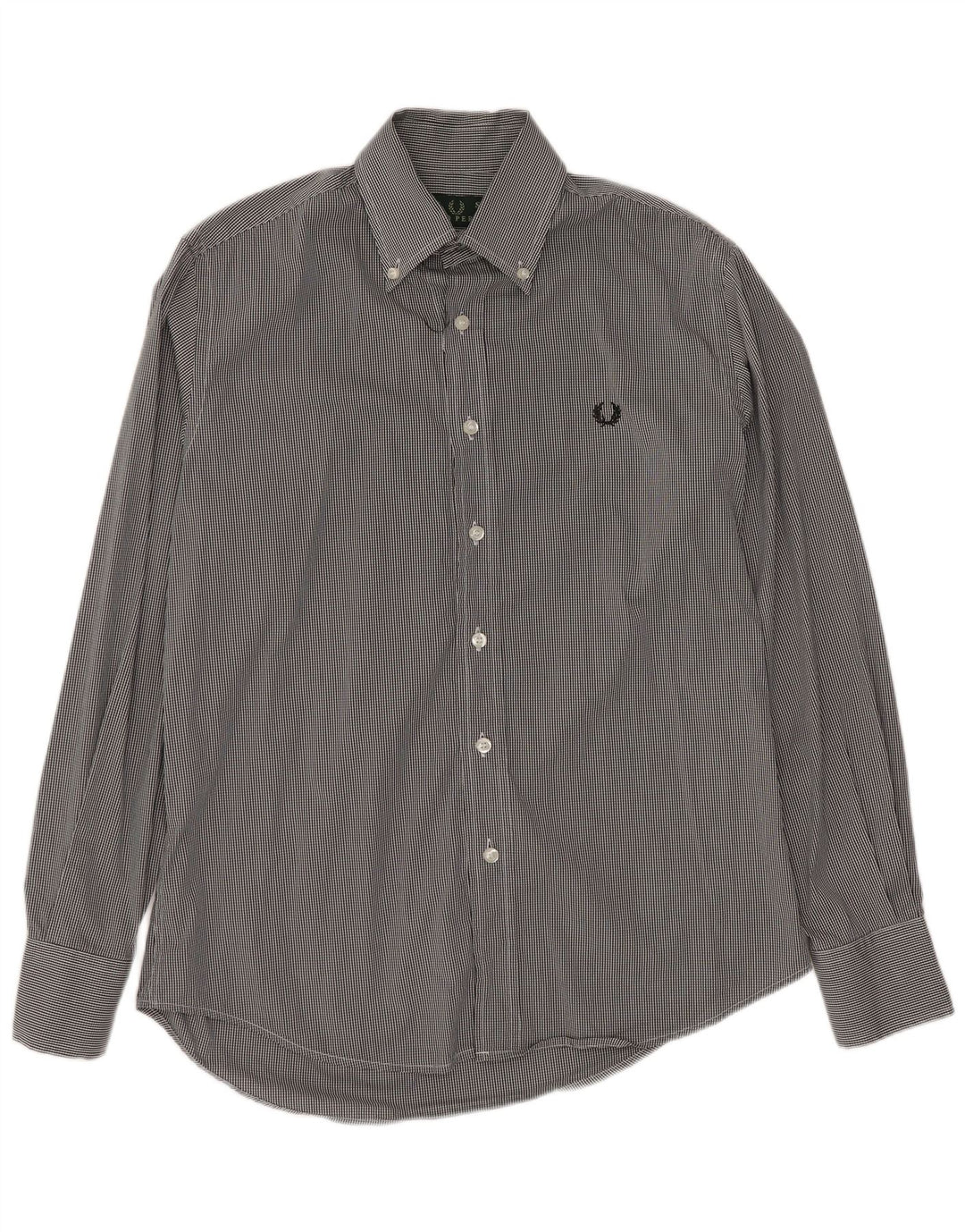 FRED PERRY Ανδρικό πουκάμισο μικρό μαύρο Gingham