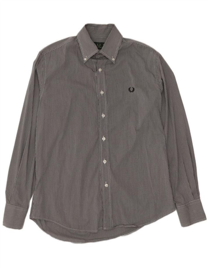FRED PERRY Ανδρικό πουκάμισο μικρό μαύρο Gingham