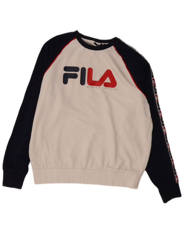 Ανδρικό γραφικό φούτερ FILA Jumper σε μεγάλο λευκό χρώμα, βαμβακερό