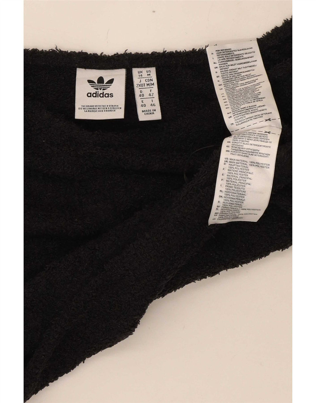 Adidas Womens Off Shoulder Fleece Top UK 14 Medium Black Polyester