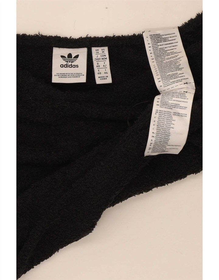 Adidas Womens Off Shoulder Fleece Top UK 14 Medium Black Polyester