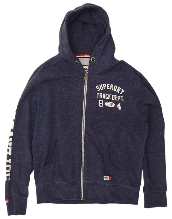 Ανδρικό πουλόβερ με κουκούλα με φερμουάρ Superdry 2XL, μπλε βαμβακερό