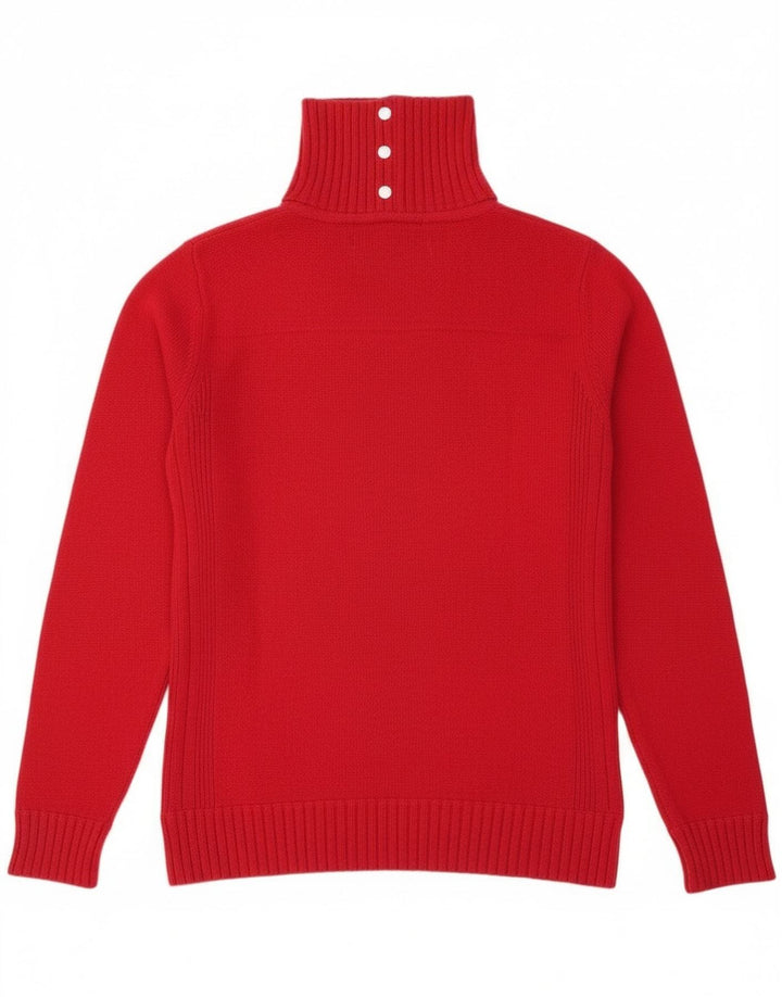 Γυναικείο πουλόβερ με λαιμό αερίου με κουμπιά UK 16 μεγάλο κόκκινο μαλλί