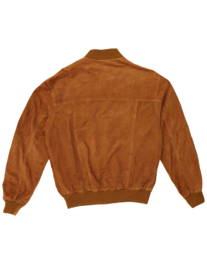Vintage Ανδρικό Suede Bomber Jacket IT 54 2XL Καφέ Δερμάτινο