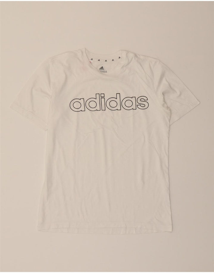 ADIDAS Boys Graphic T-Shirt Top 13-14 Years White Vintage Adidas and Second-Hand Adidas from Messina Hembry 