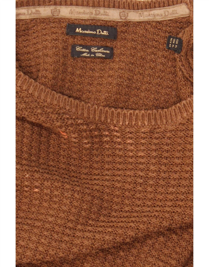 Ανδρικό πουλόβερ Massimo Dutti Crew Neck Jumper XL Καφέ βαμβακερό