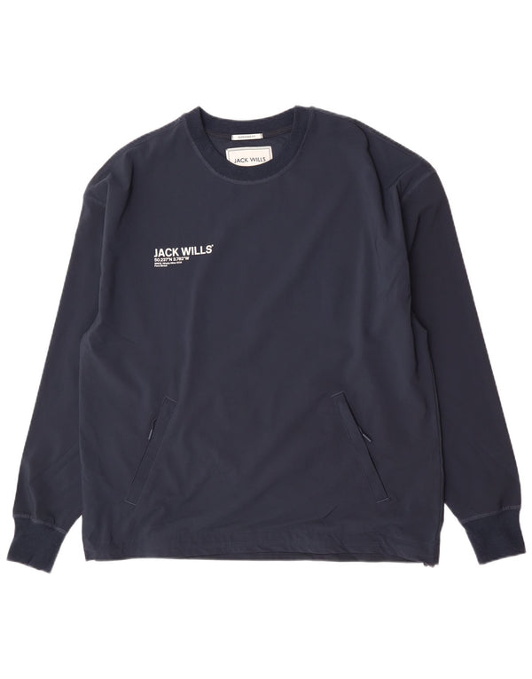 Jack Wills Ανδρικό φούτερ μεγάλου μεγέθους Jumper Medium Navy Blue Polyester