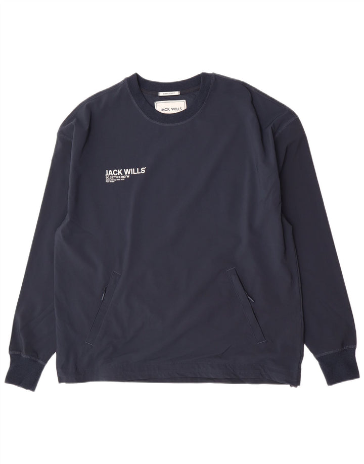 Jack Wills Ανδρικό φούτερ μεγάλου μεγέθους Jumper Medium Navy Blue Polyester
