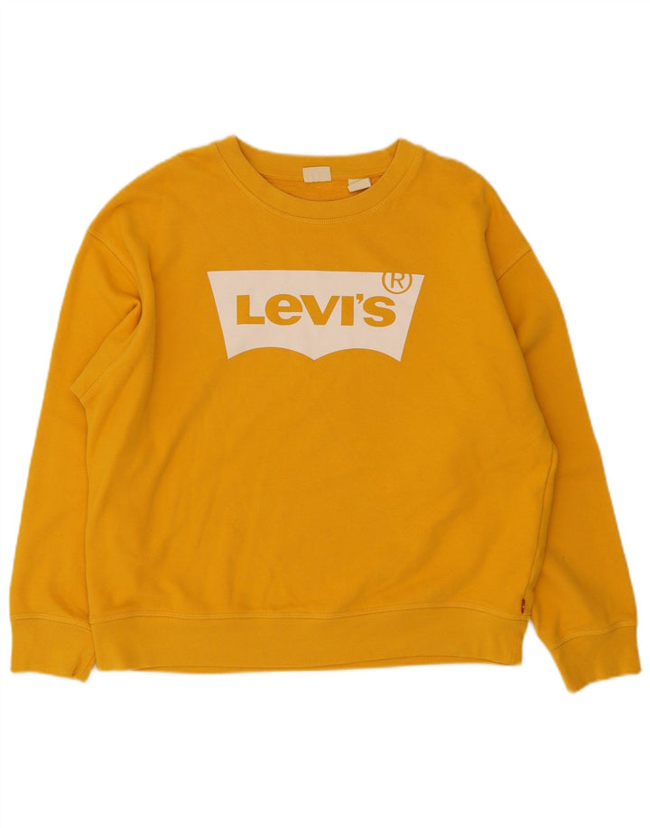 Γυναικείο γραφικό φούτερ Levi's Jumper UK 16 μεγάλο κίτρινο βαμβακερό
