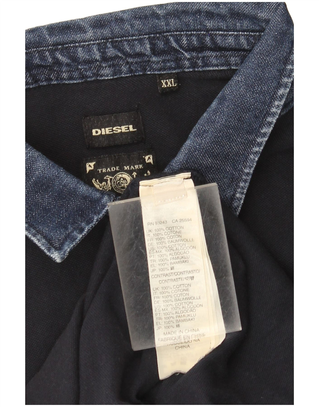 Diesel Ανδρικό Πόλο Μπλουζάκι 2XL Navy Blue Βαμβακερό