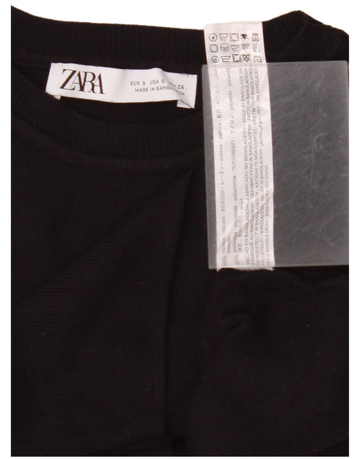 ZARA Γυναικείο Crop Vest Tank Top UK 8 Small Black Viscose