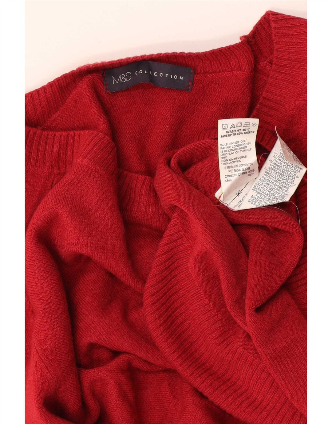 Marks & Spencer Γυναικείο πουλόβερ με λαιμό σκάφος UK 14 Μεσαίο κόκκινο ακρυλικό