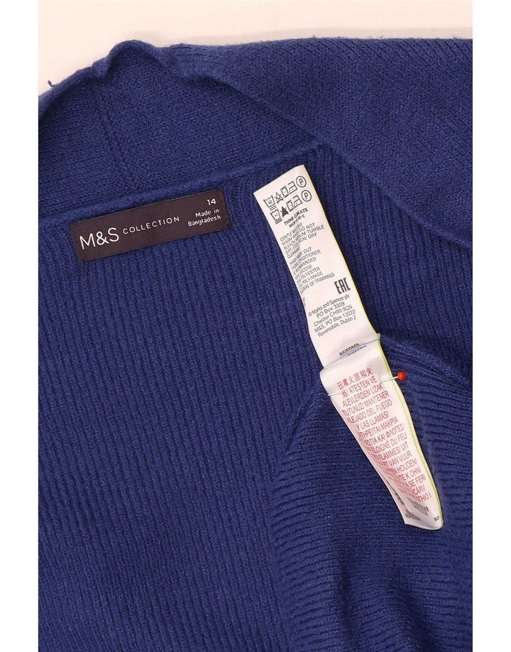 Marks & Spencer Γυναικείο Longline ανοιχτό πουλόβερ ζακέτα UK 14 μεγάλο μπλε