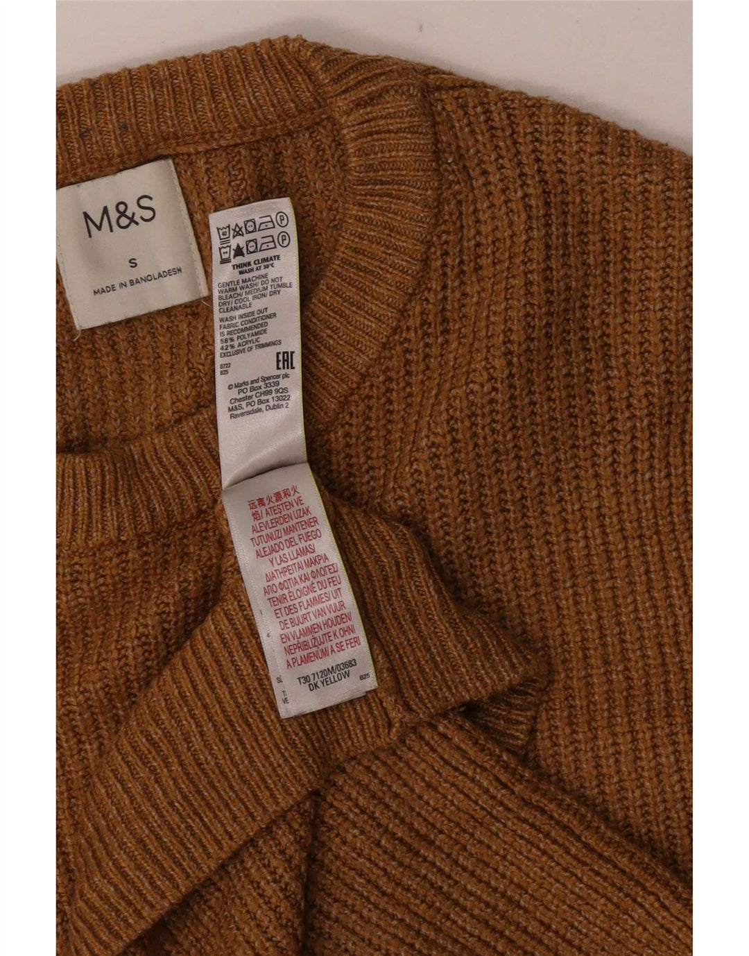 Ανδρικό πουλόβερ Marks & Spencer Crew Neck Jumper Μικρό κίτρινο πολυαμίδιο
