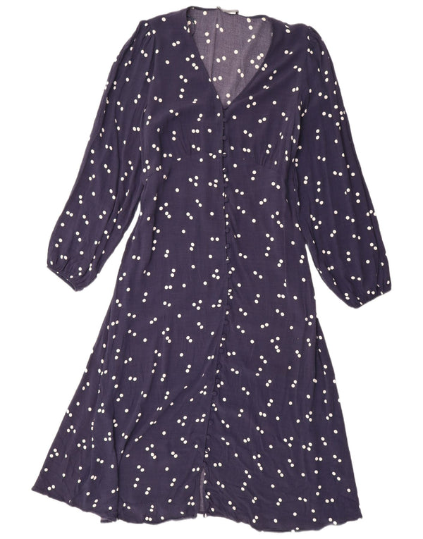 Marks & Spencer Γυναικείο μακρυμάνικο μάξι φόρεμα UK 22 3XL Navy Blue πουά