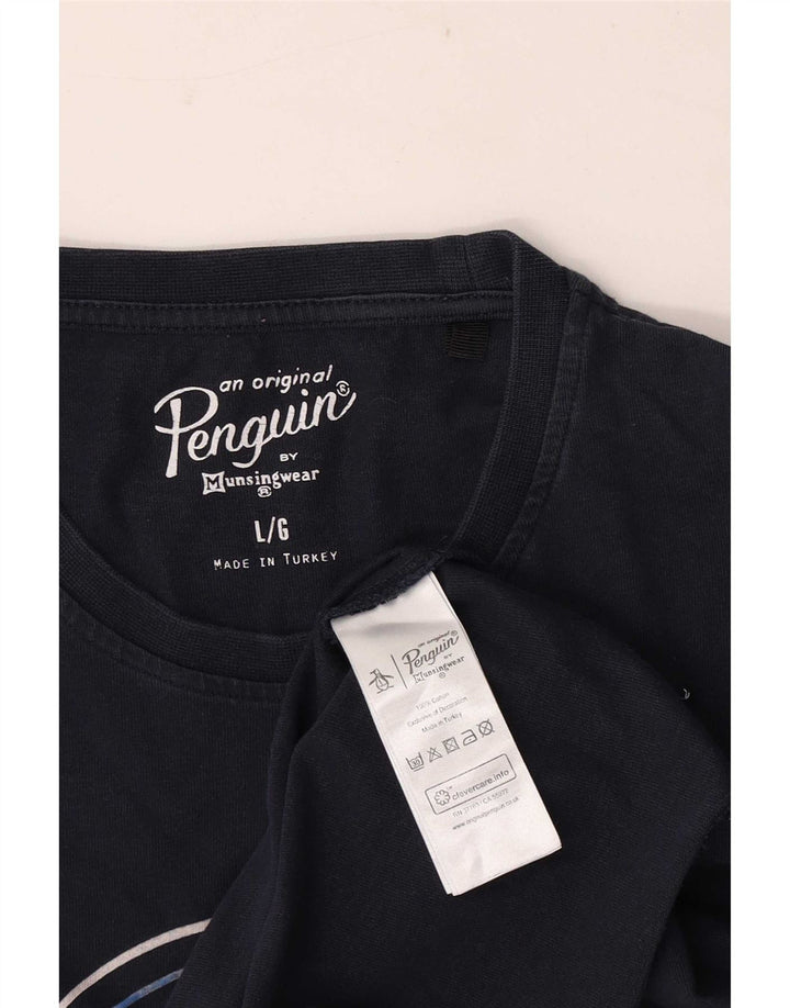 Ανδρικό γραφικό T-shirt Penguin Top Large Navy Blue από βαμβάκι