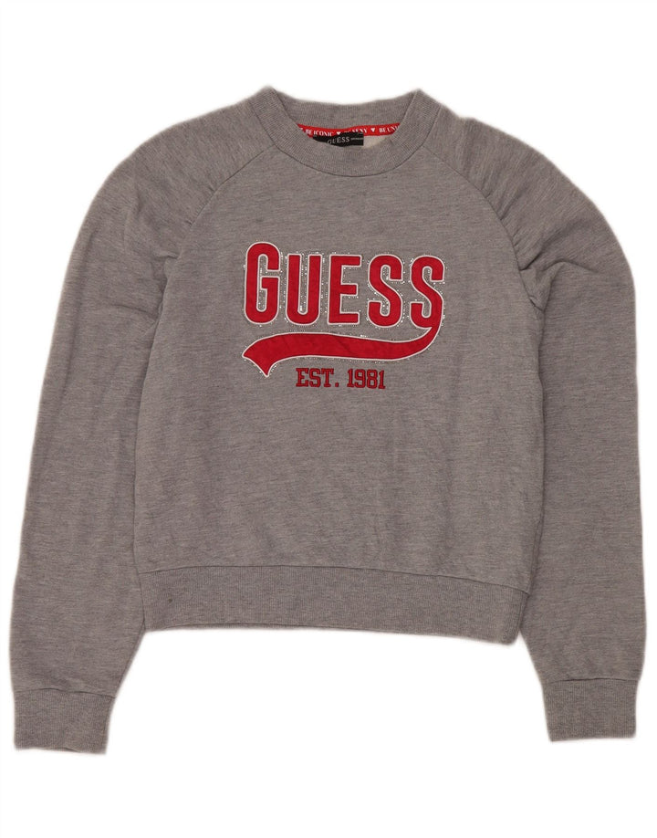 Γυναικείο γραφικό φούτερ Guess Jumper UK 14 Medium Grey Cotton
