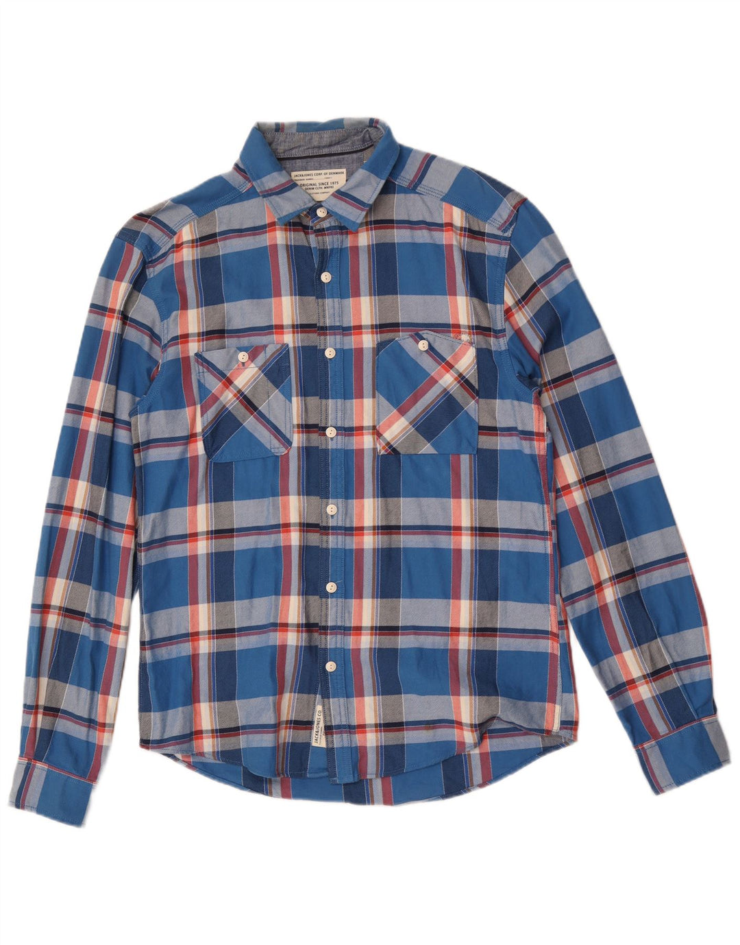 Jack & Jones Ανδρικό φανελένιο πουκάμισο μεγάλο μπλε βαμβακερό