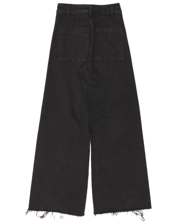 Zara γυναικείο τζιν ψηλόμεσο φαρδύ πόδι EU 34 2XS W24 L30 μαύρο βαμβακερό