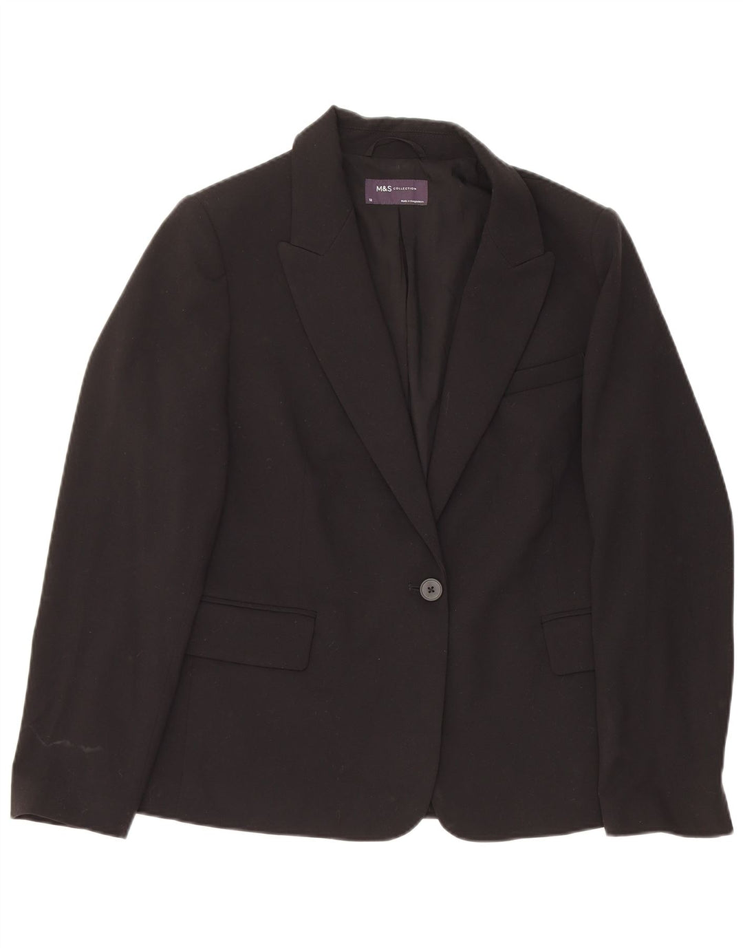 Marks & Spencer Γυναικείο Μπουφάν Blazer 12 Κουμπιού UK 12 Μεσαίου Μαύρου Πολυεστέρα