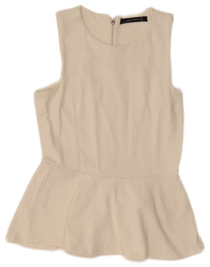 ZARA Womens Sleeveless Blouse Top UK 12 Medium Off White