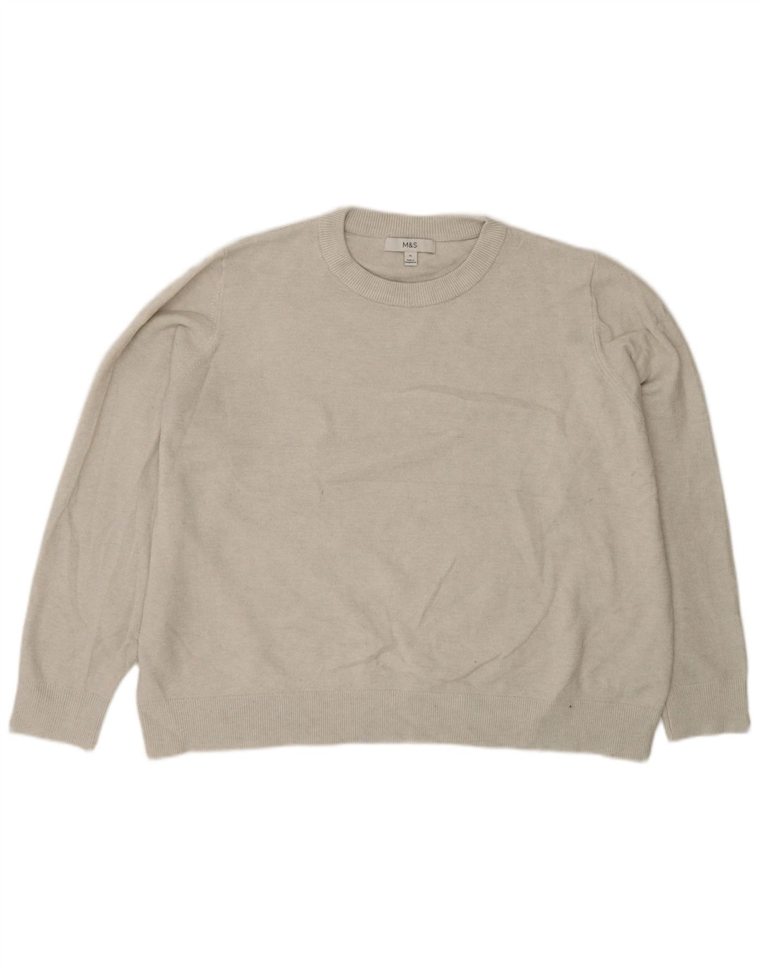 Marks & Spencer Ανδρικό πουλόβερ με λαιμόκοψη XL Grey Polyester