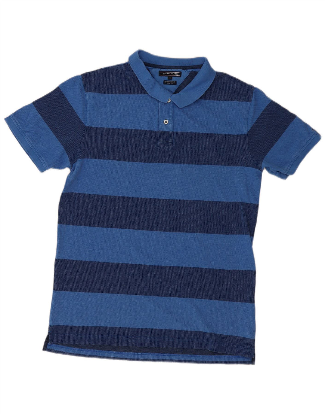 TOMMY HILFIGER Ανδρικό ένδυμα βαμμένο Slim Fit Polo πουκάμισο 2XL μπλε ριγέ