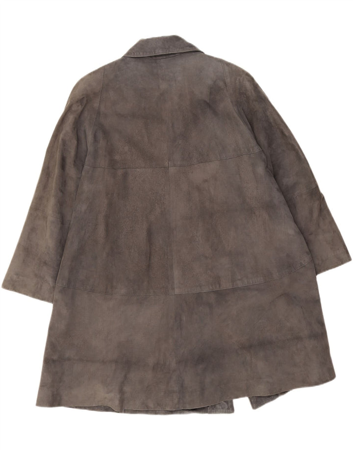Vintage γυναικείο σουέτ πανωφόρι UK 14 Medium Grey Leather