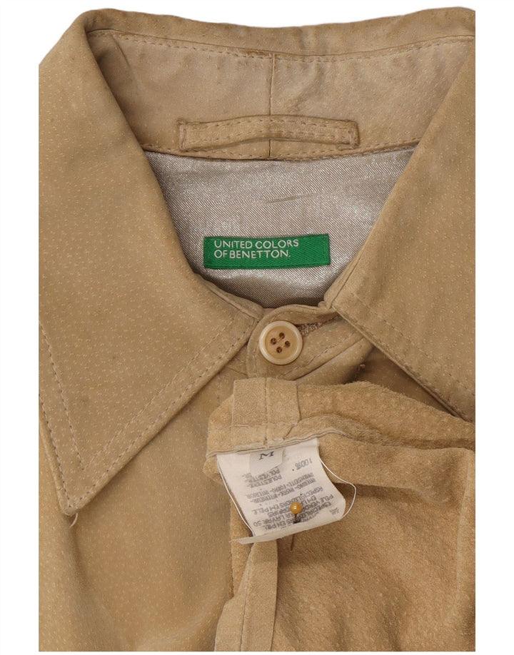 Ανδρικό Suede Πουκάμισο Benetton Δερμάτινο μεσαίο μπεζ