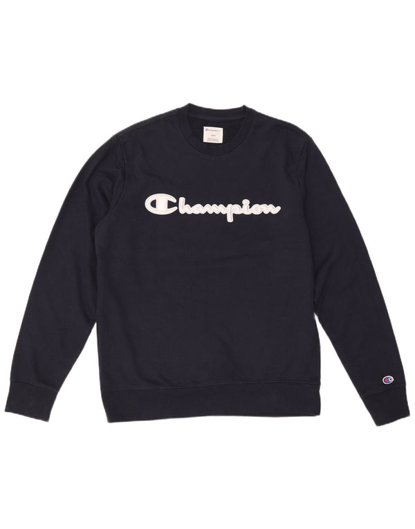 CHAMPION Ανδρικό γραφικό φούτερ Jumper Medium Navy Blue Cotton