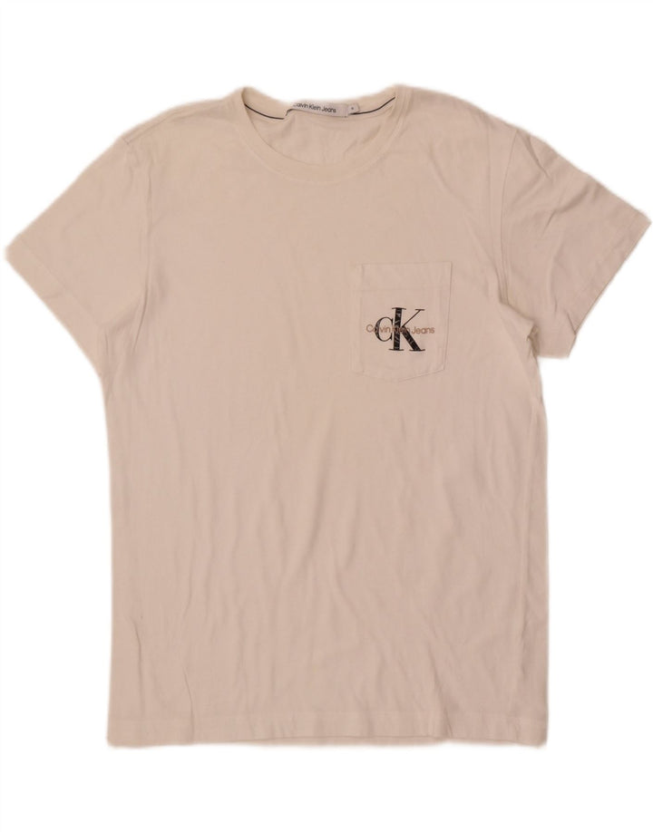 Ανδρικό γραφικό μπλουζάκι Calvin Klein Jeans Top Medium Off White