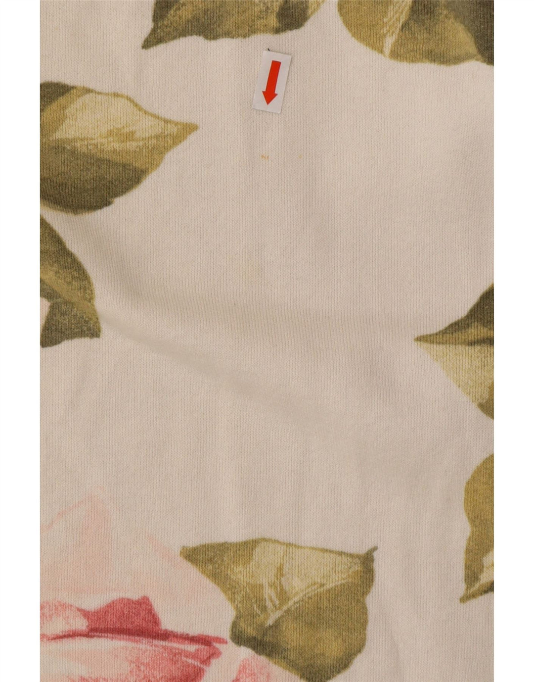 VINTAGE Γυναικείο τοπ μακρυμάνικο UK 16 Large Off White Floral βαμβακερό