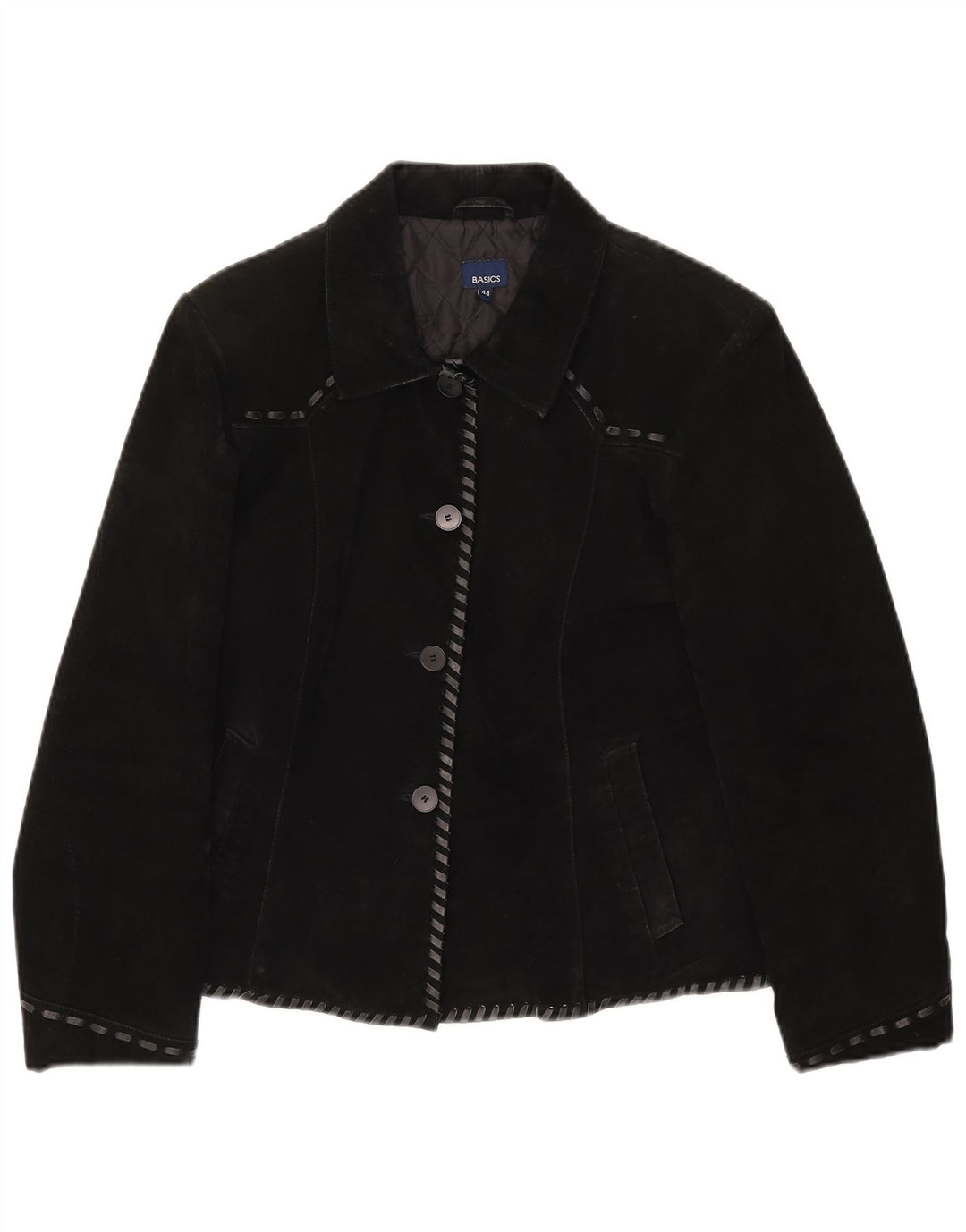 Basics Γυναικείο Suede Jacket UK 12 Medium Black Leather