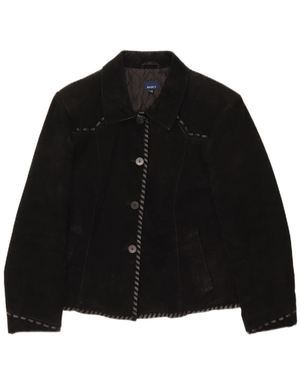 Basics Γυναικείο Suede Jacket UK 12 Medium Black Leather