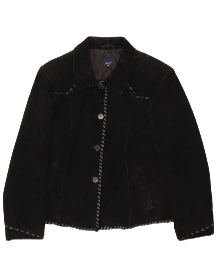 Basics Γυναικείο Suede Jacket UK 12 Medium Black Leather